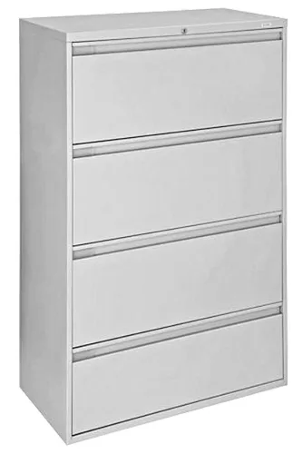 Omcan USA 45791 - 36" Wide Light Gray Lateral Office Storage Filing Cabinet, 4-Drawer