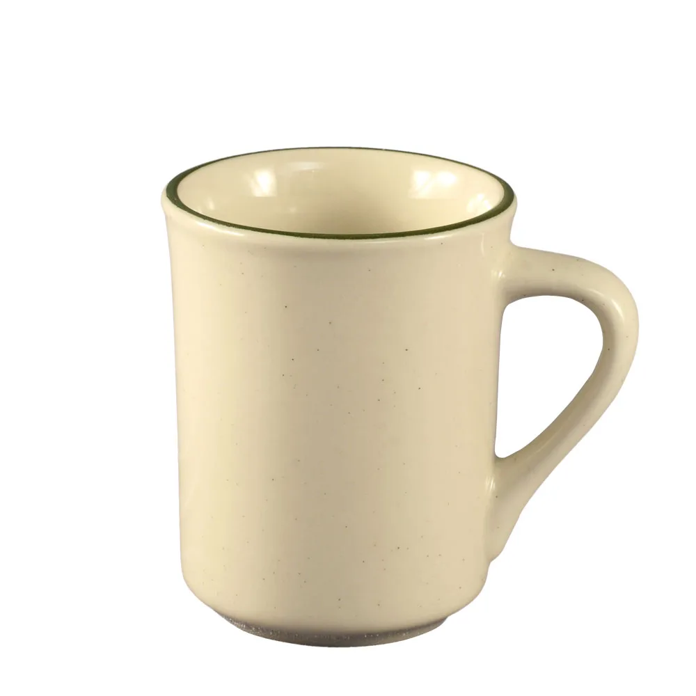 CAC China CES-17 8‑oz Mug, 3‑1/8" Dia x 4" H, Ceramic, Speckled White, Dishwasher Safe - 1 Dozen