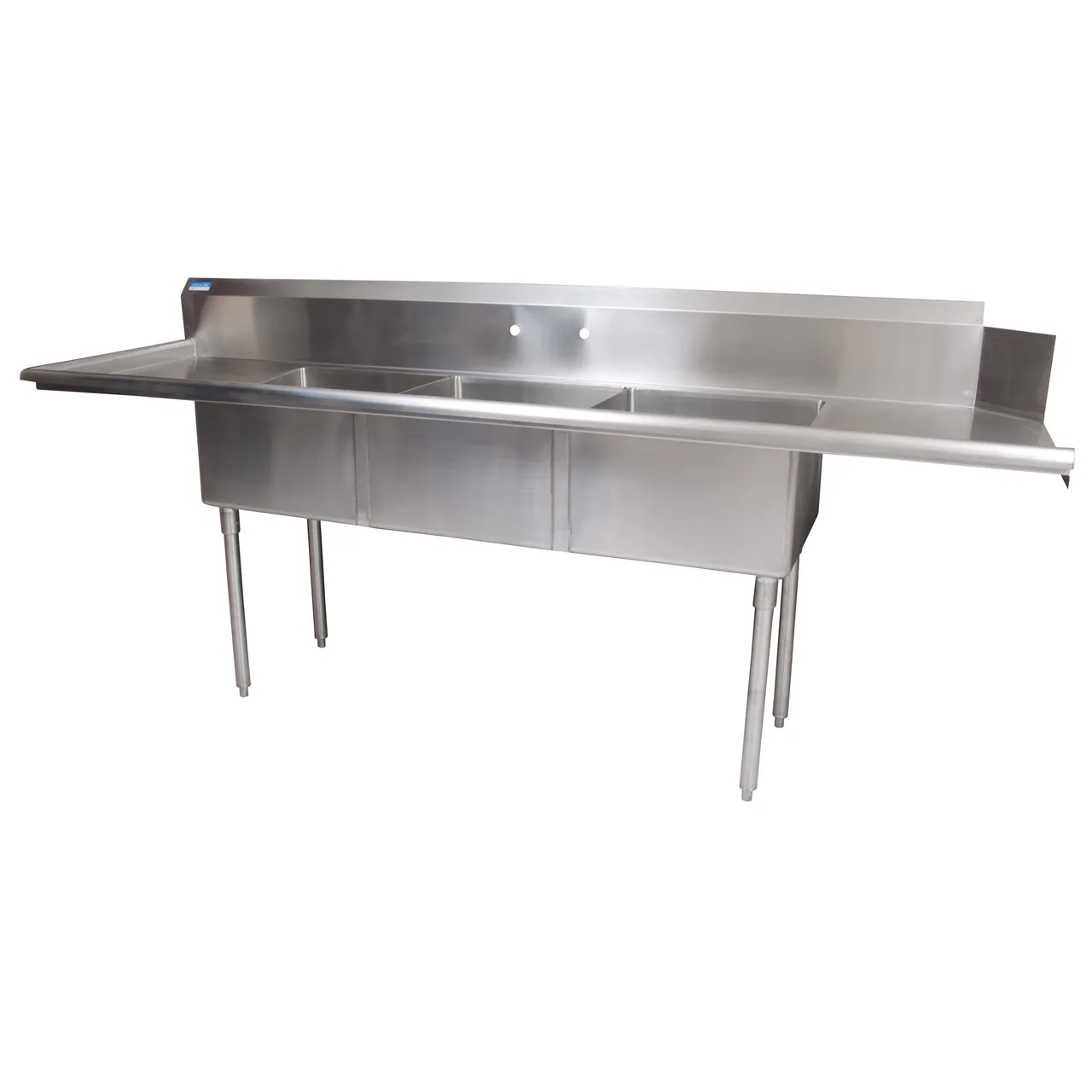 BK Resources BKSDT-3-20-12-20LS 100" Dishtable with Potsinks, Left Drainboard, 3 Bowls, Soiled
