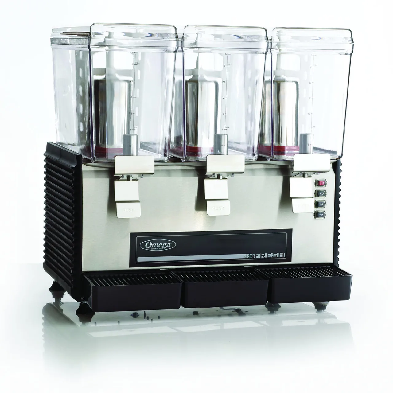 Omega OSD30 Beverage Dispenser with 3 Bowls / Churn / Impeller Type - 3.0 Gal (each) - 500W