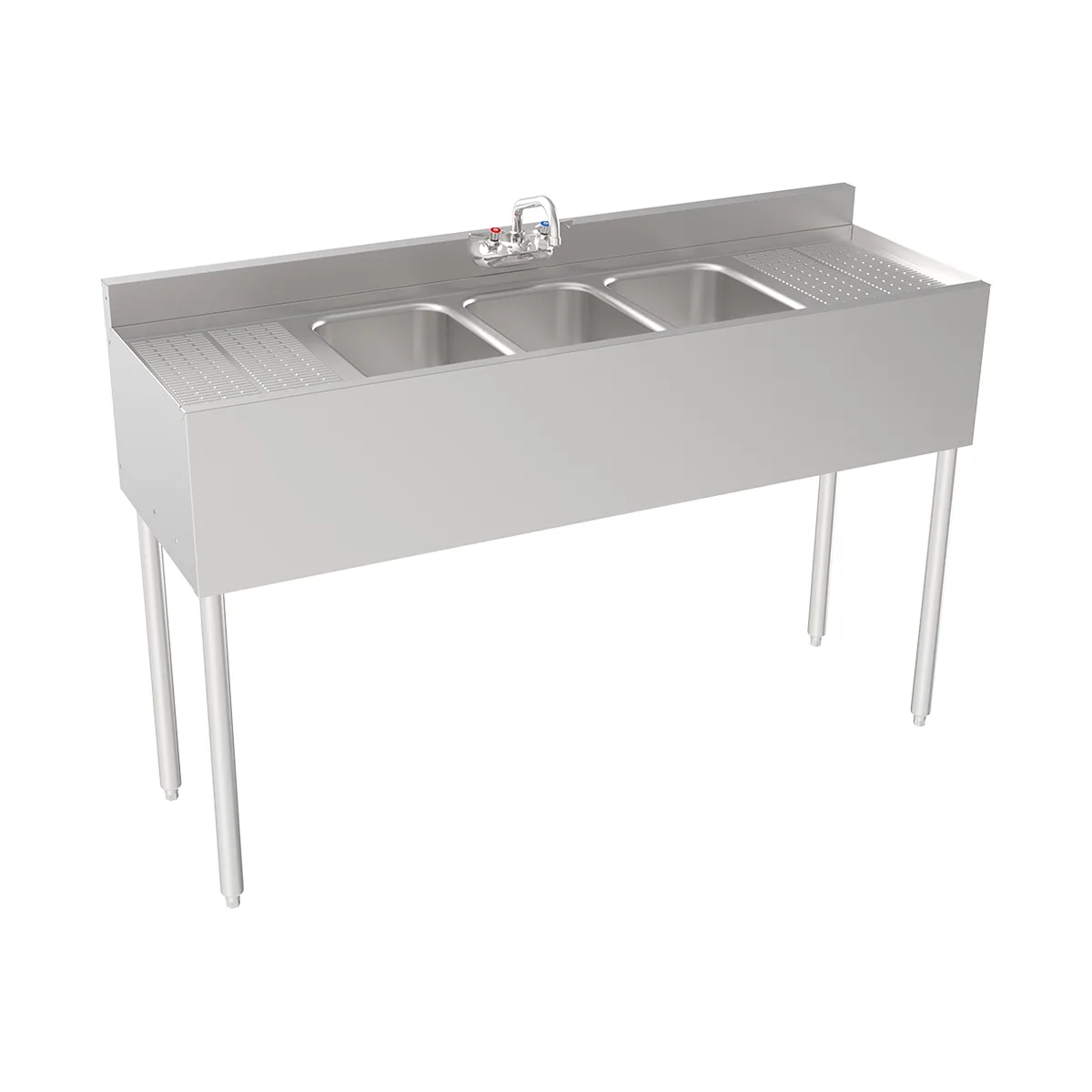 Krowne 18-53C Underbar Sink Units, 3 Compartment with 2 Drainboards