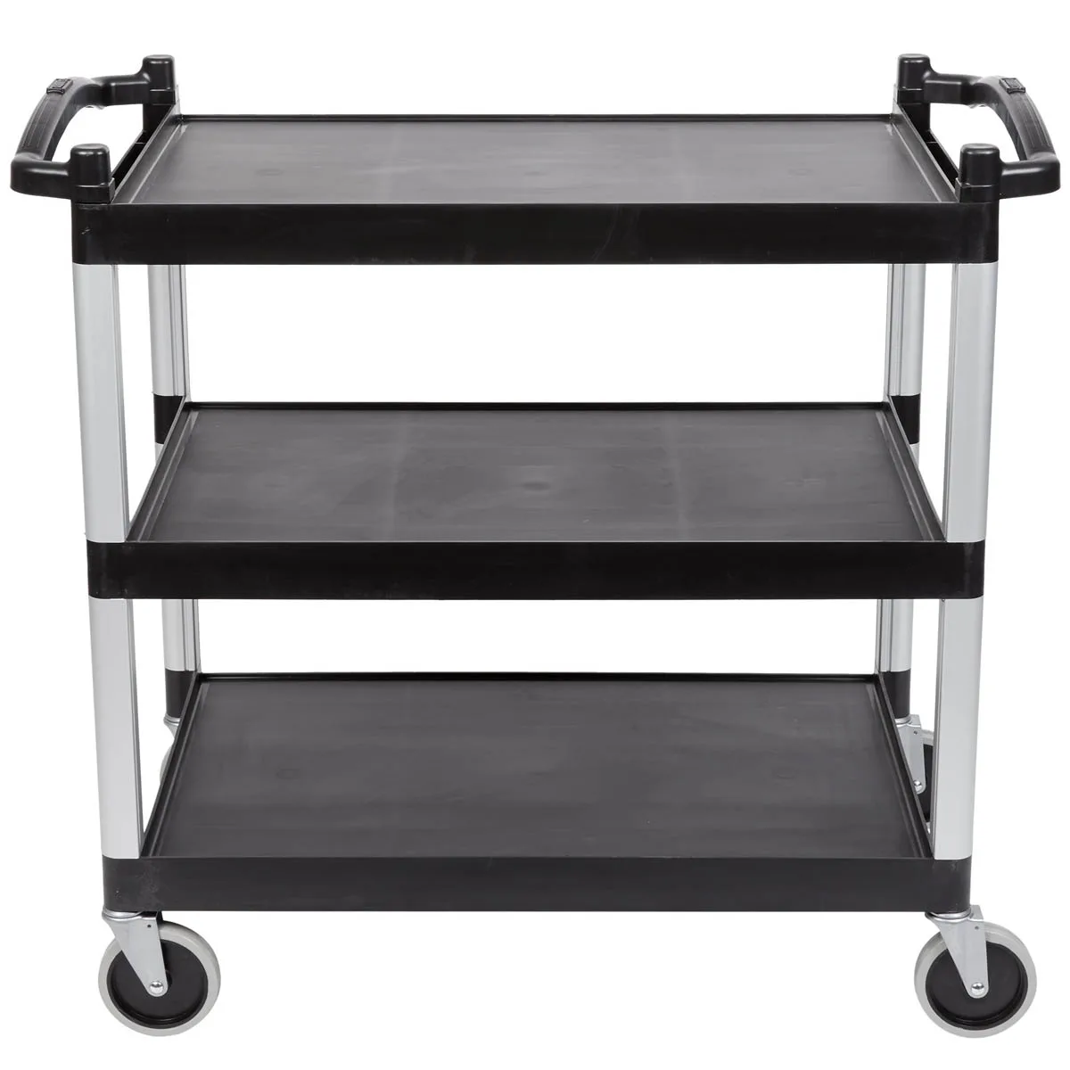 Cambro BC340KD110 Black Polyethylene 3-Shelf Utility Cart w/ 400 lb Capacity
