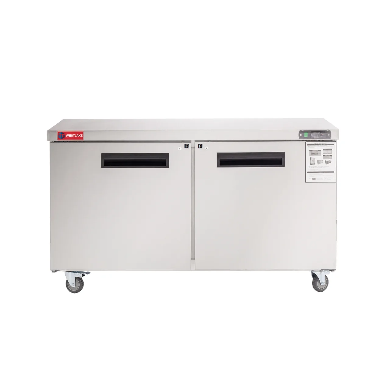 Westlake WKTF-60B 60" 2-Door Commercial Freezer Worktop, 14.8 cu. ft. Stainless Steel