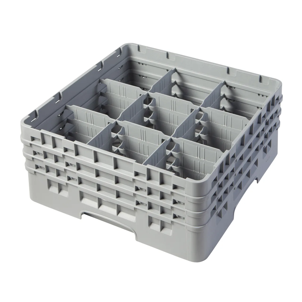 Cambro 9S638151 Camrack Glass Rack, Full Size, Soft Gray, 19-3/4 x 19-3/4, 9 Compartments, 5-7/8 Max Dia, HACCP Compliant, NSF Certified