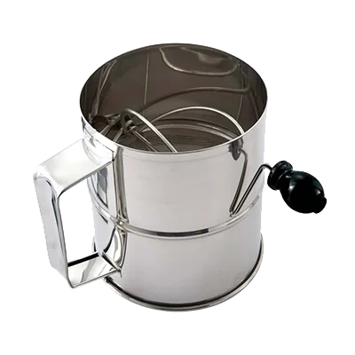 Omcan USA 80424 Rotary Sifter – 8 Cup, 7.75" x 9" x 7" Stainless Steel, Mesh Reinforced Crank Handle