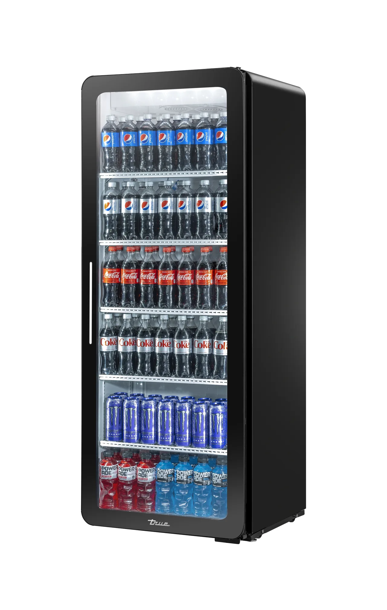 24" 1-Section Glass Door Merchandiser Refrigerator in Black, 13. cu. ft.