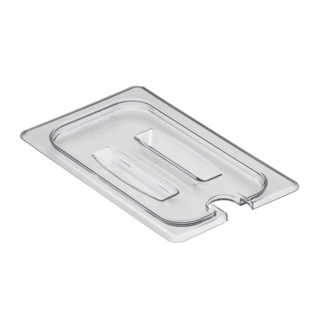Cambro 40CWCHN135 1/4‑Size Clear Polycarbonate Pan Lid with Handled Spoon‑Notch, NSF