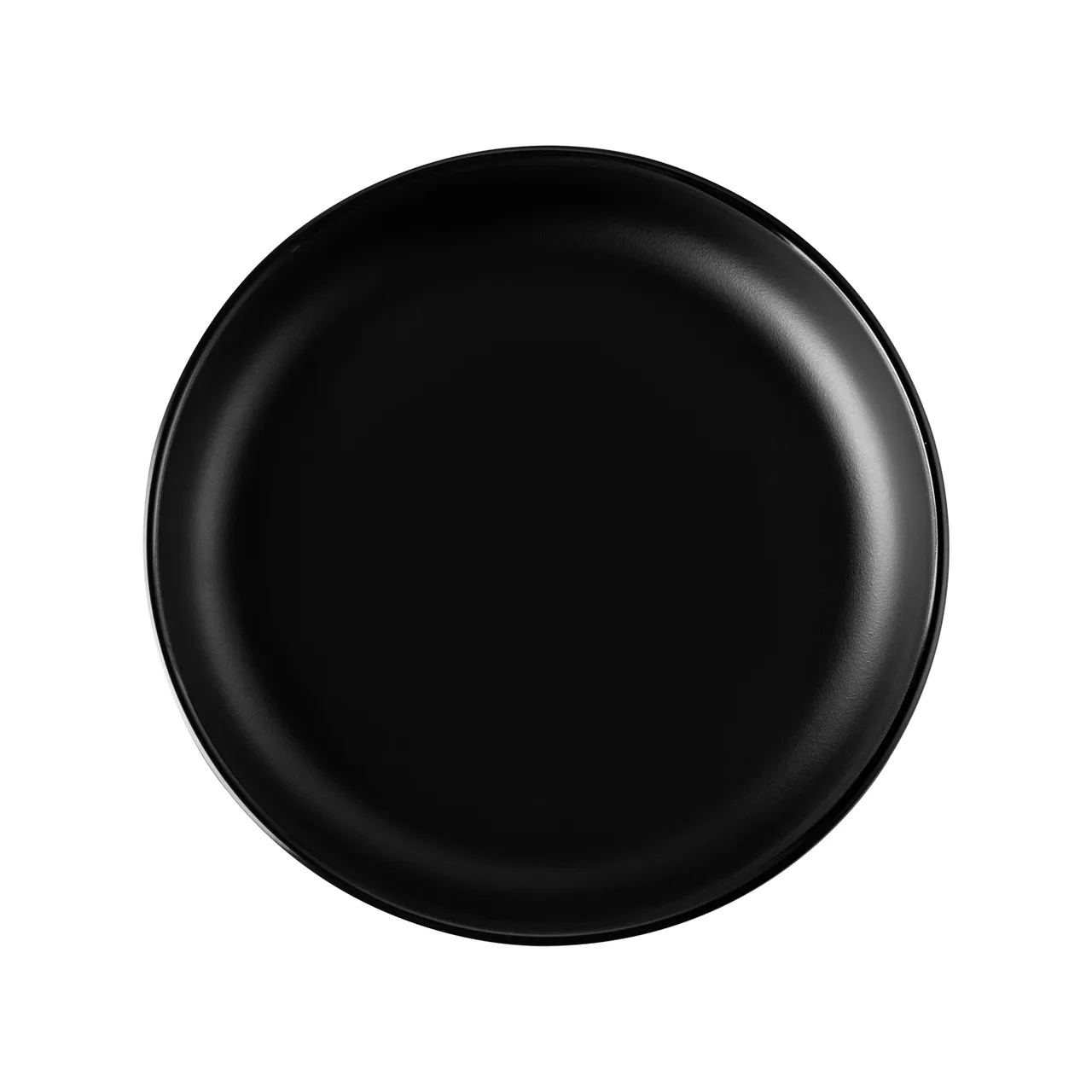 CAC China XHDS-D22-K Hudson Plate, 8" x 1.5" H, Round Flat Edge, Deep Rim Matte Black, China, 1 Dozen