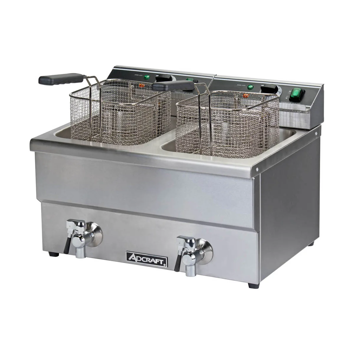 Adcraft DF-12L/2 Double-Tank Countertop Electric Deep Fryer w/ 2 Fryer Baskets, 25 lbs/hour Per Tank