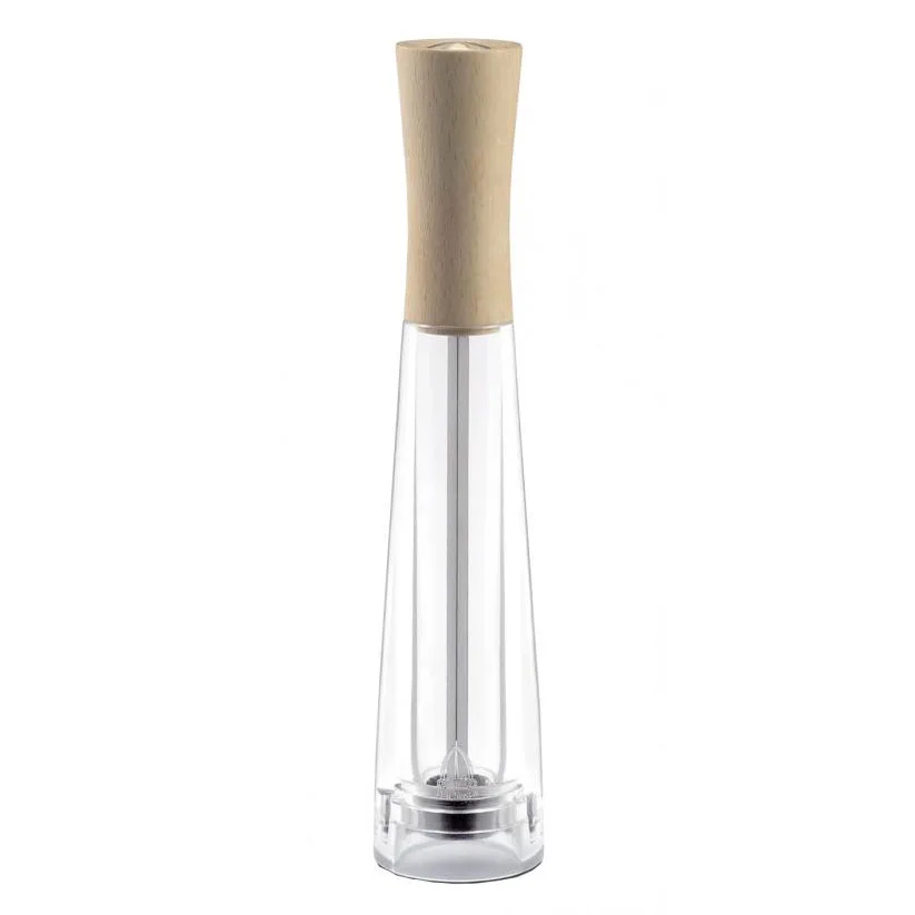 Omcan USA 43701 - Tosca Salt Mill, 10" Tall, Wood & Acrylic, 20‑Year Guarantee, Made in Italy