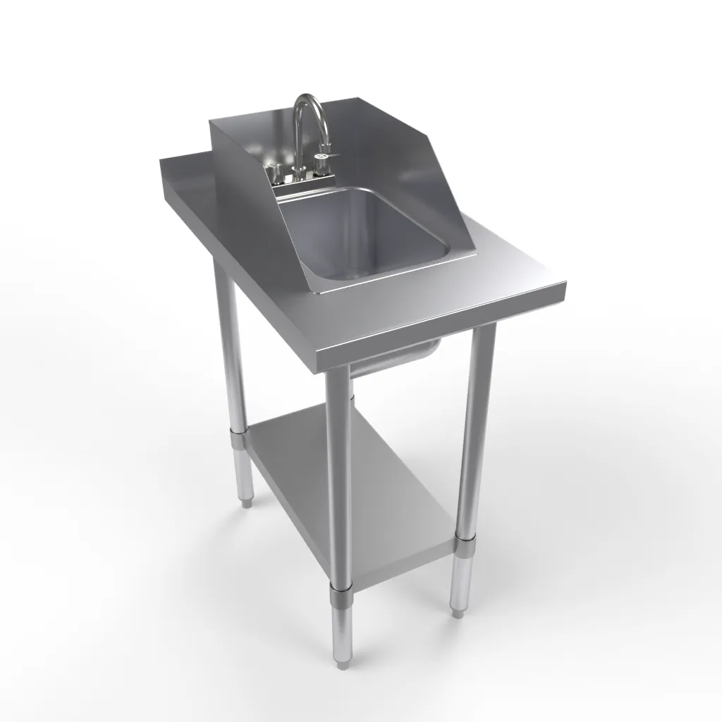 BK Resources HST-1830-1014-SS 18" Open Base Work Table with Undershelf & Drop-In Sink / Upturn