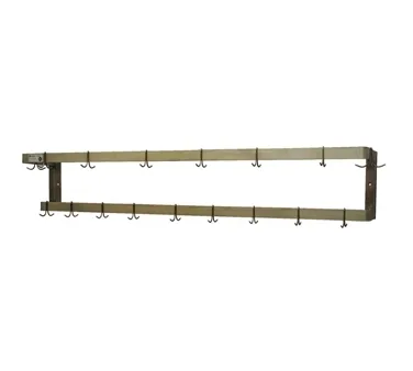 Serv-Ware SW-36-CWP Stainless Steel Wall-Mounted Pot Rack w/ (6) Double Prong Hooks