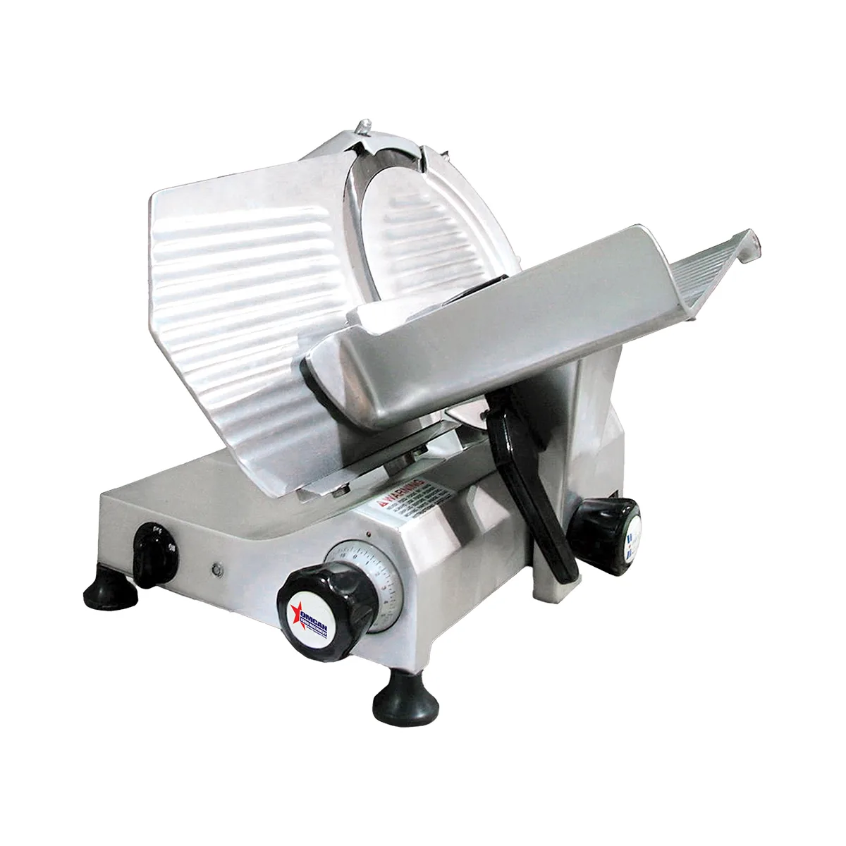Omcan USA 31344 Elite Meat Slicer, 12" Carbon Steel Blade, Belt Drive, Anodized Aluminum Body, 1/3 HP, 120V, Gravity Feed