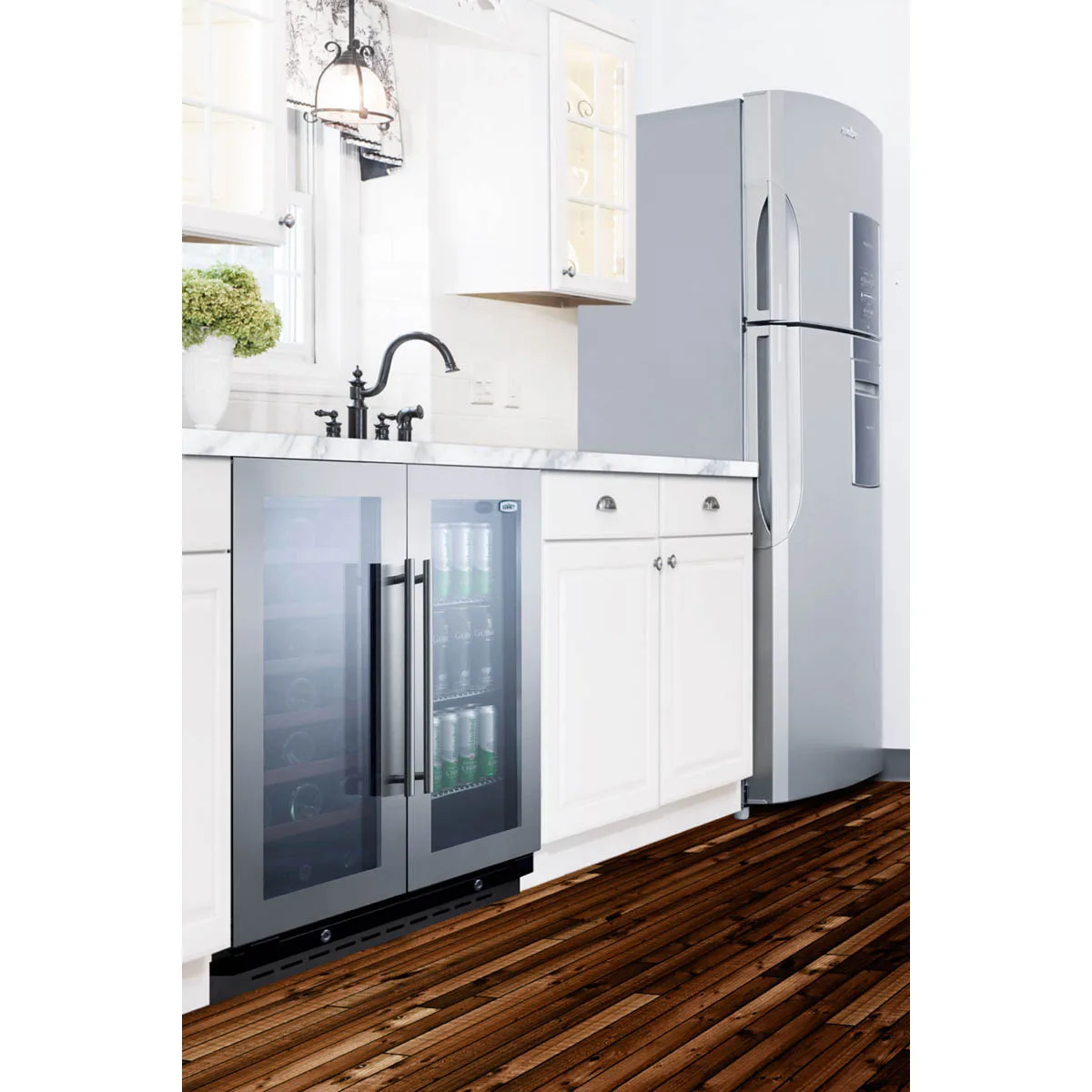 Summit SWBV3067B 30" Glass Door Wine Refrigerator, Dual Temperature, 33 Bottles