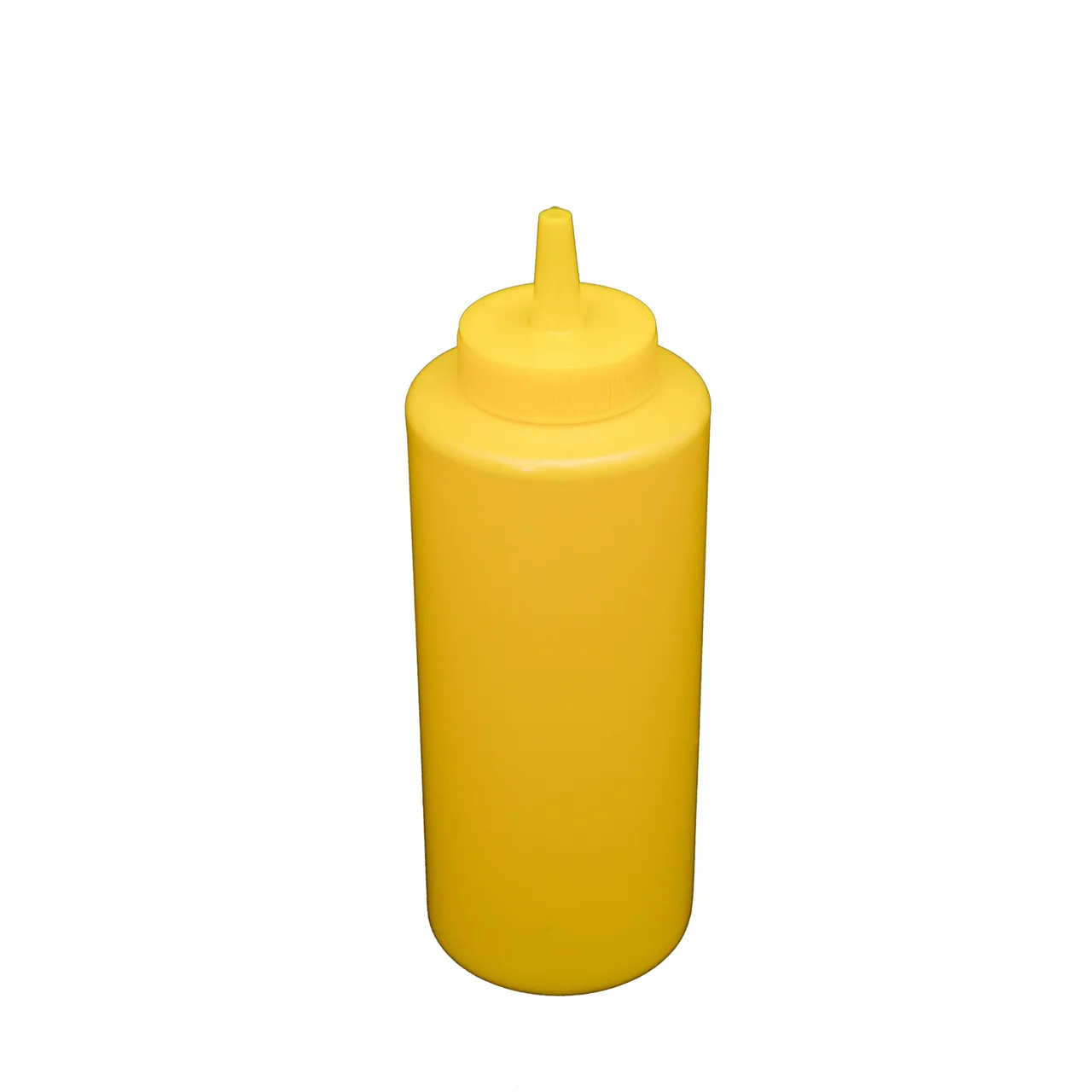 CAC China SQBT-12Y Squeeze Bottle, 12 Oz Yellow Plastic Leak‑Proof Cap, Single Tip, BPA‑Free - 6/Pack