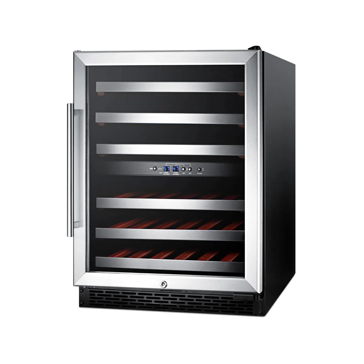Summit SWC530BLBISTADA 24" Glass Door Wine Refrigerator, Dual Temperature, 36 Bottles