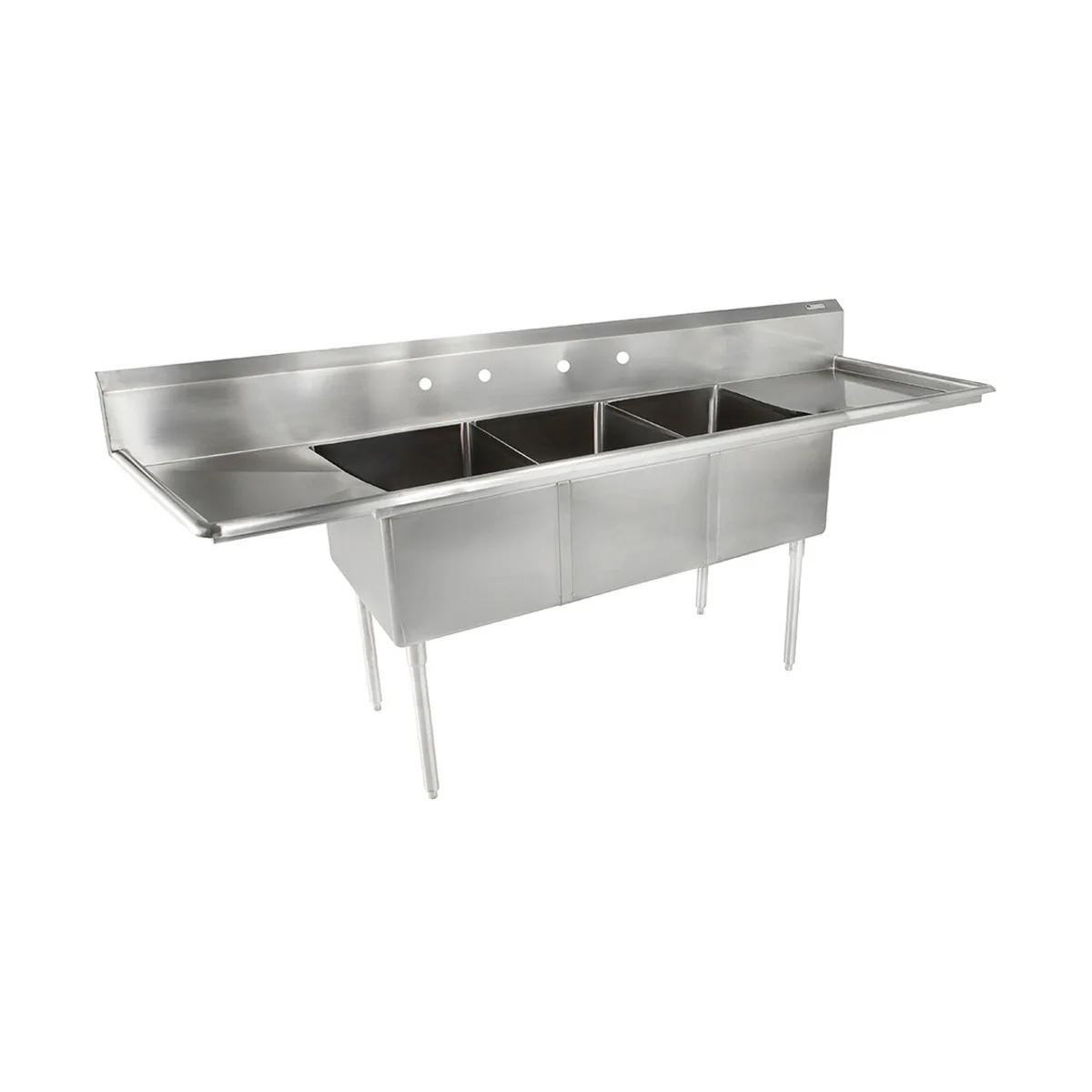 John Boos E3S8-15-14T15 75" Three Compartment Sink, 15"W x 15"L Bowl With 2 Drainboards