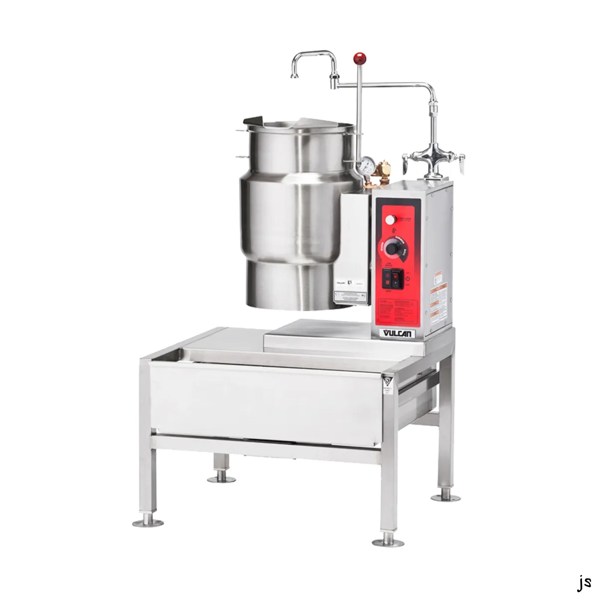 Vulcan VEKT26/6 6 Gallon Floor Tilting 2/3 Steam Jacketed Electric Kettle w/ 26" Cabinet