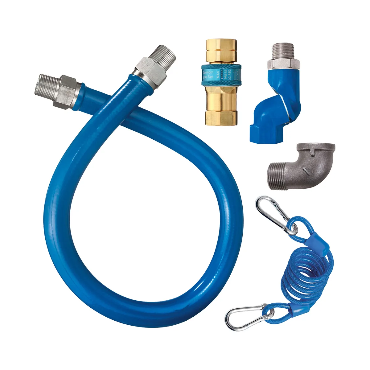 Dormont 1650BPQSR36BX SnapFast 36" Gas Connector Kit, One Swivel, Restraining Cable, 1/2" Dia, in Box