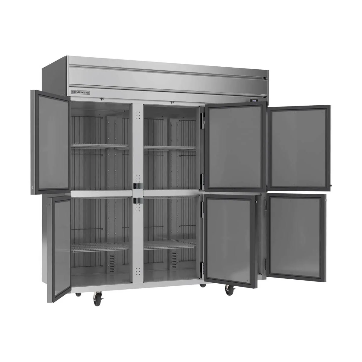 Beverage Air HF3HC-1HS 78" 3-Section Reach-In Freezer, 6 Half Solid Doors, Top Mount, 69.1 cu. ft., Stainless Steel Front