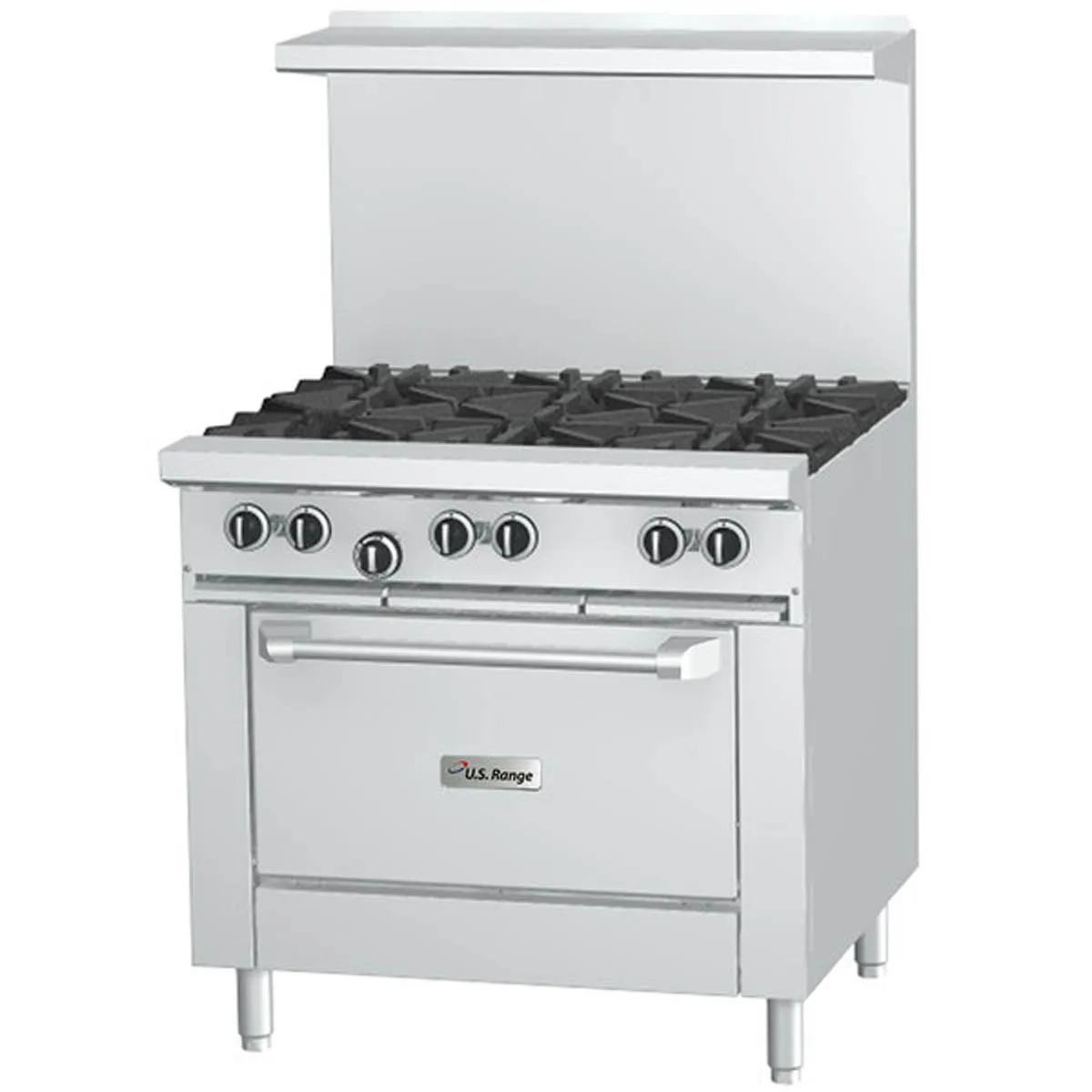 Garland US Range U36-6R 36" Gas Restaurant Range w/ (6) Open Burners, (1) Standard Oven. 230.000 BTU