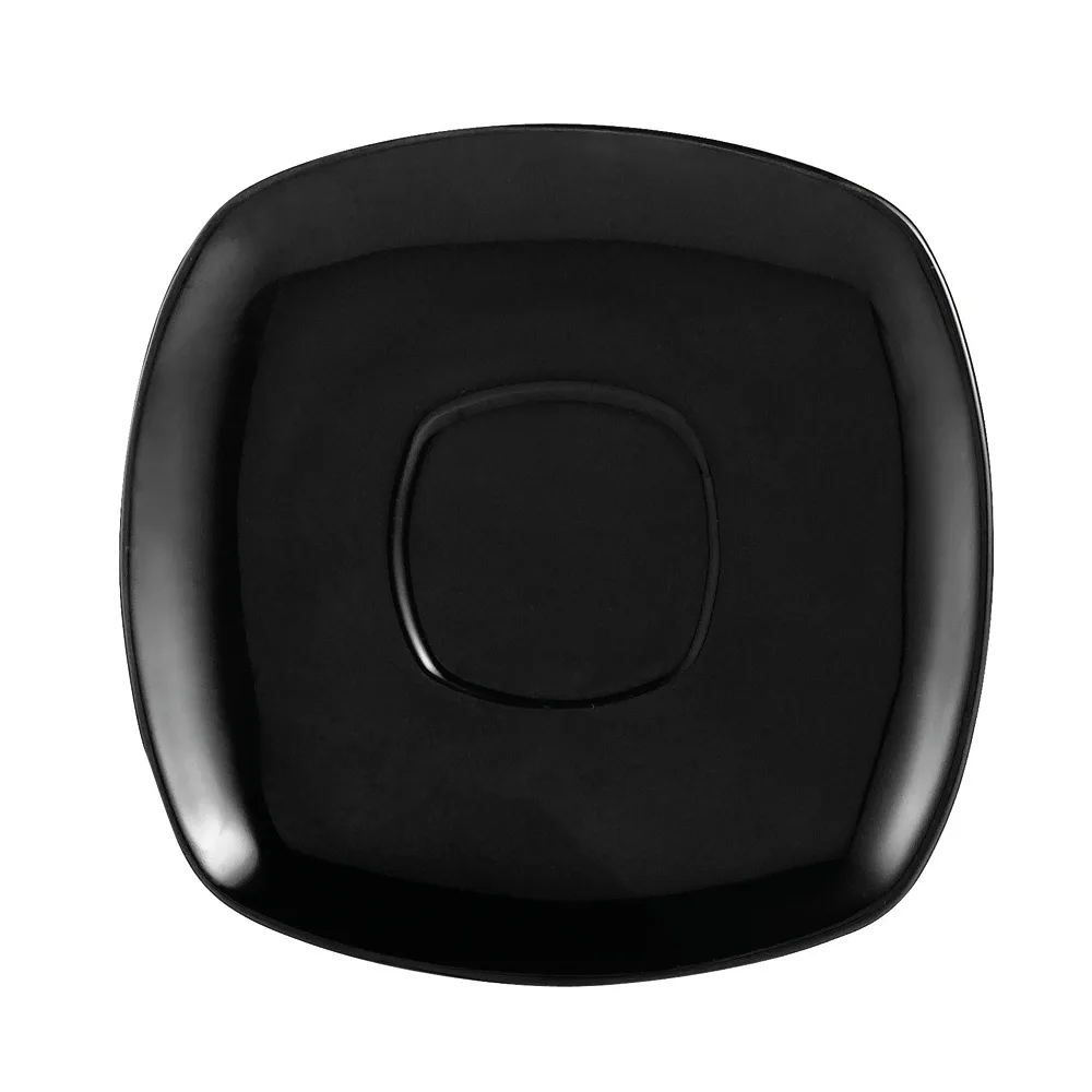 CAC China KC-2-BLK Stoneware Saucer, 6" x 6" x 0.75", Black, Dishwasher & Microwave Safe - 1 Dozen