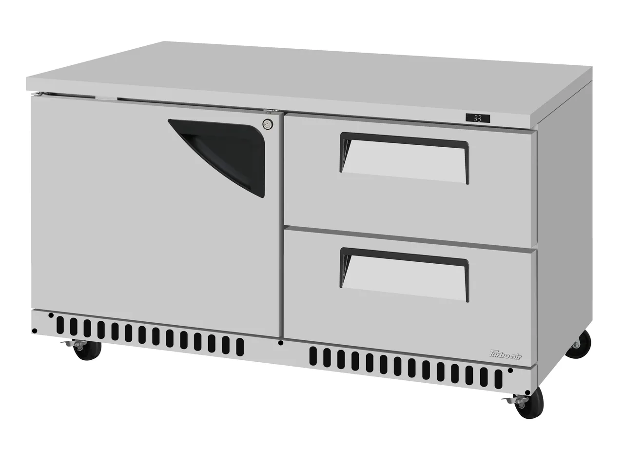 Turbo Air TUR-60SD-D2R(L)-FB-N 60" 2-Drawer Undercounter Fridge, Front Breathing, Stainless Steel, 14.8 cu. ft.