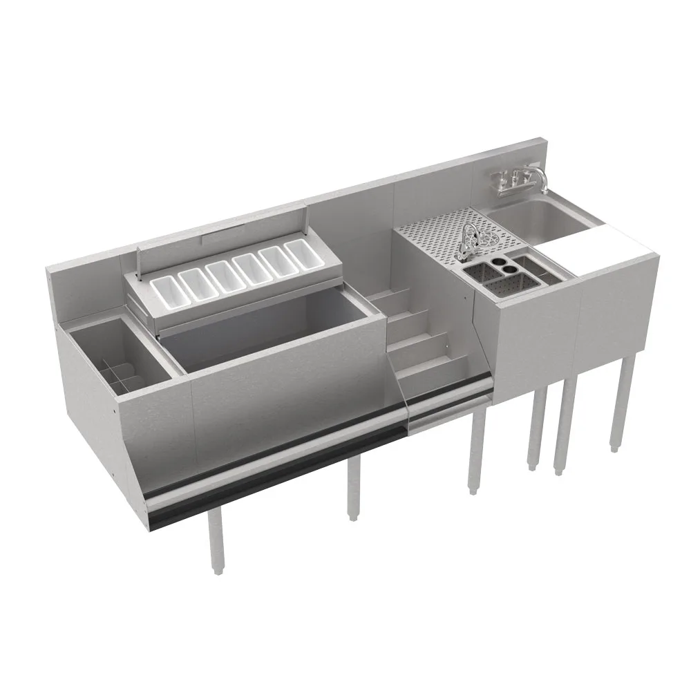 Krowne KR24-MT68 68" Sink Combo Underbar Ice Bin/Cocktail Station - Left