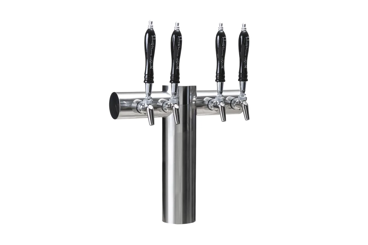 Perlick 4073-4PO-SS Avenue T-Pipe Draft Beer Dispensing Tower, 4 Faucets