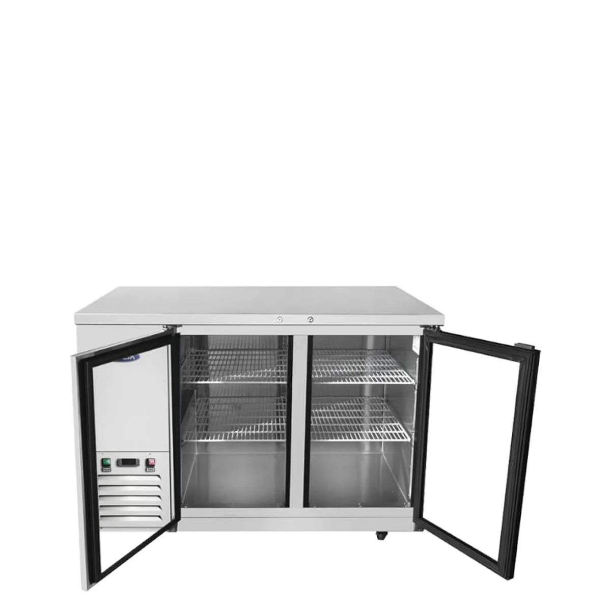 Atosa USA SBB59GGRAUS1 57" Two Section Back Bar Cooler with Glass Door, 15.0 cu. ft.