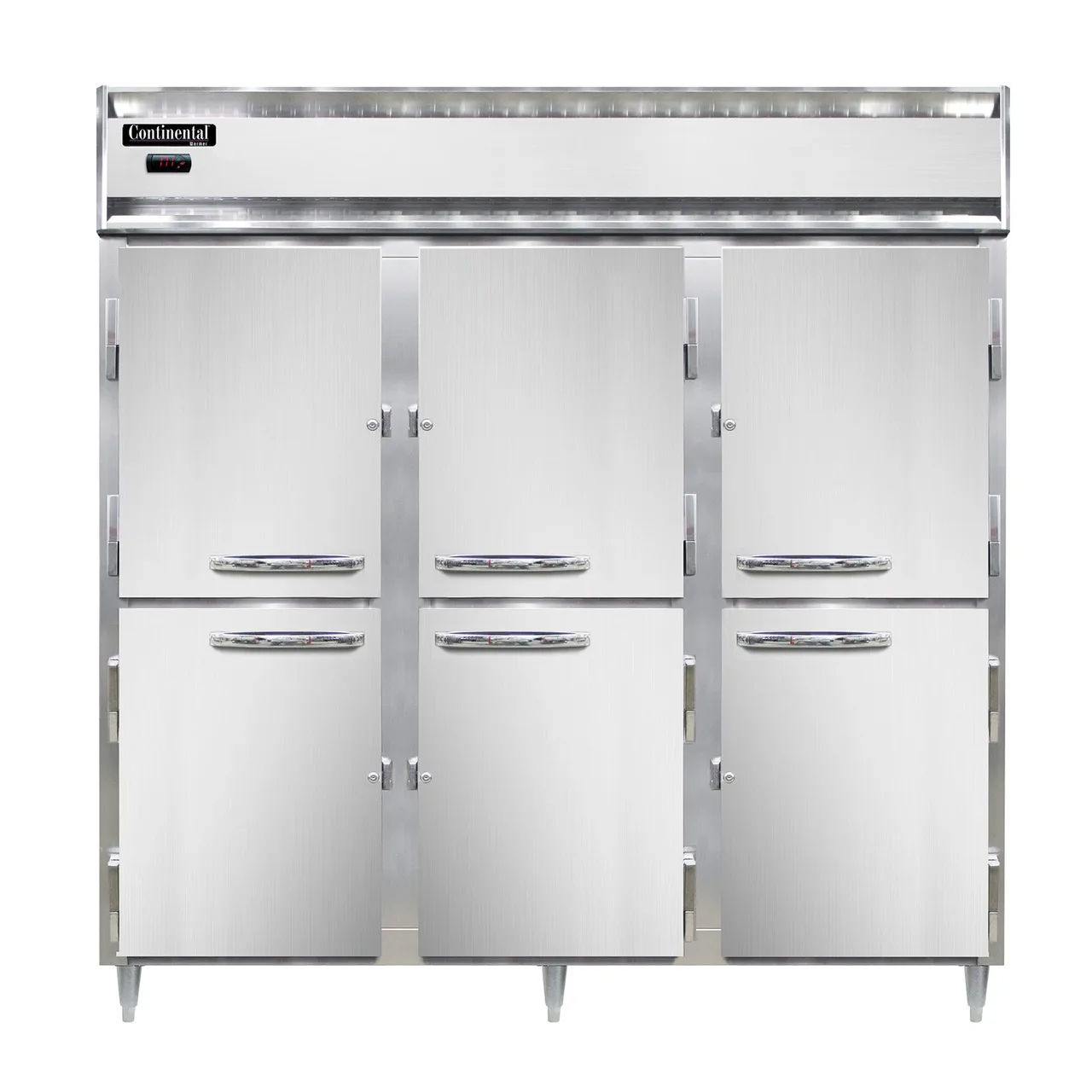 Continental Refrigerator DL3W-SA-PT-HD 3-Section Heated Holding Cabinet, 72 cu. ft., Stainless Steel, Solid Half Doors, Pass-Thru