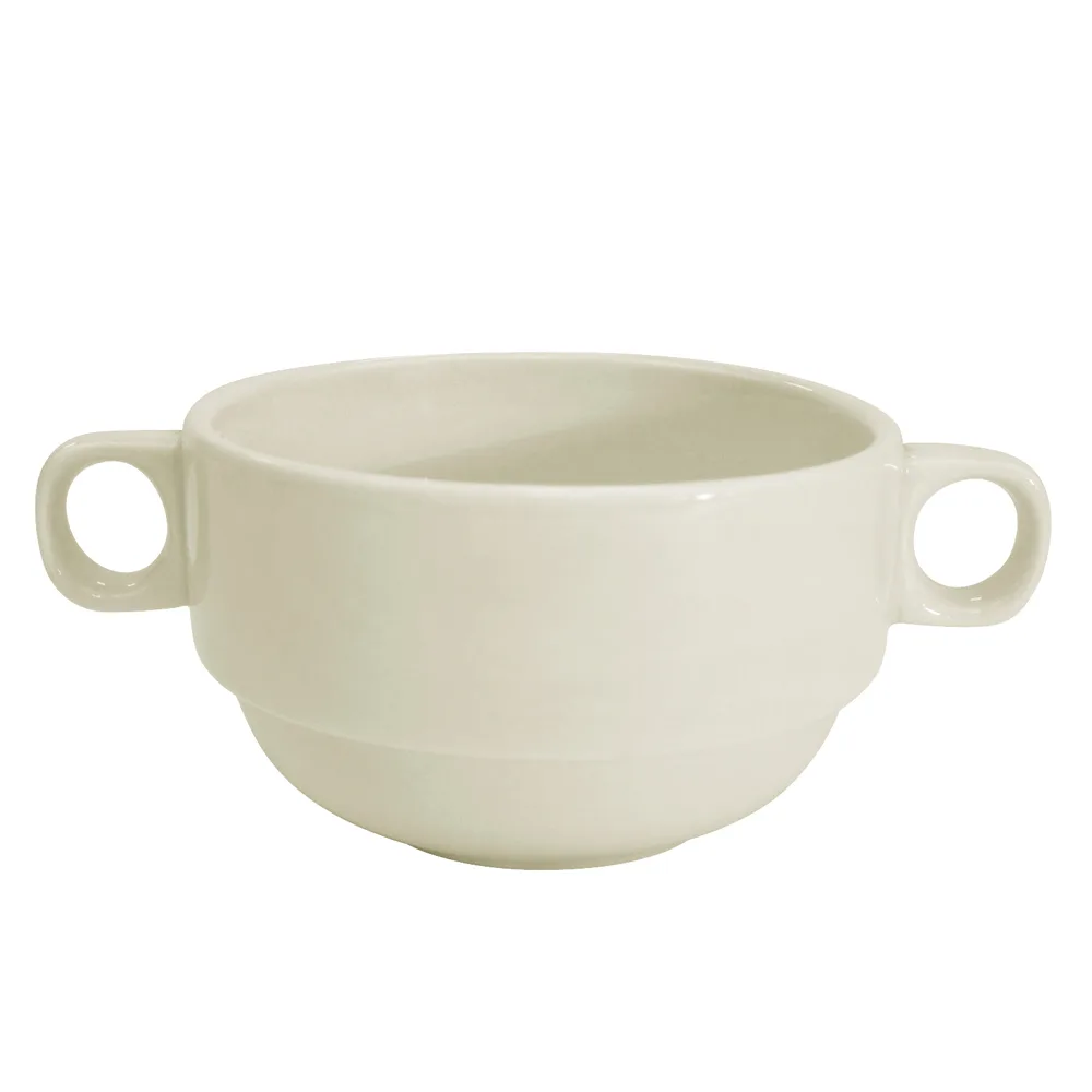 CAC China REC-49 - 10 oz Bouillon Cup, 6"L x 4"W x 2-3/8"H, Ceramic, American White, Safe - 1 Dozen