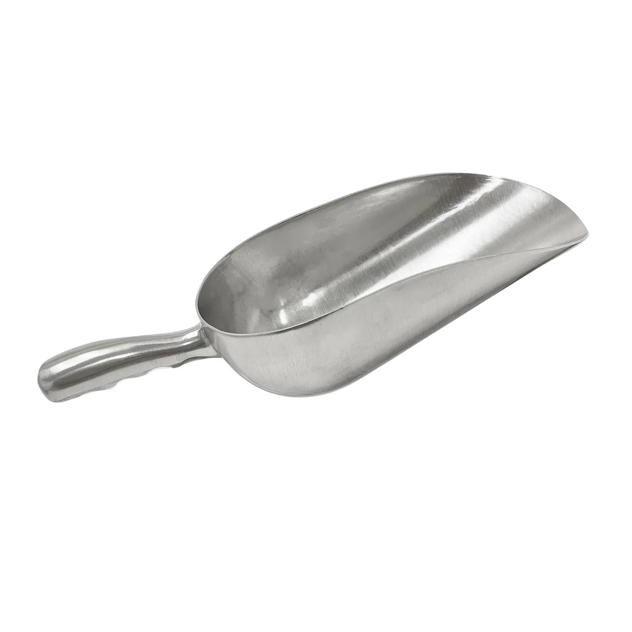 CAC China ALSC-85 Scoop, 85 oz., Curved Handle, Aluminum, NSF - Hand Wash Only