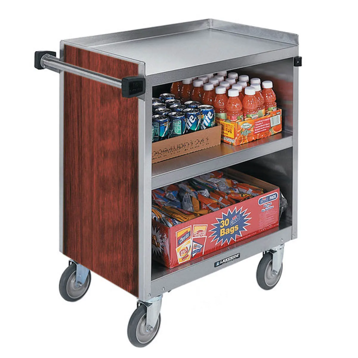 Lakeside 844 3 Shelf Stainless Steel Enclosed Bus Utility Cart - 700 lb. Capacity