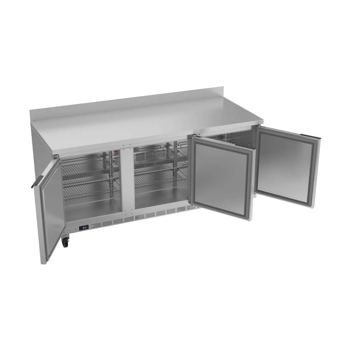 Beverage Air WTR72AHC 72" 3-Section Worktop Refrigerator w/ 3 Doors, 17.88 cu. ft.