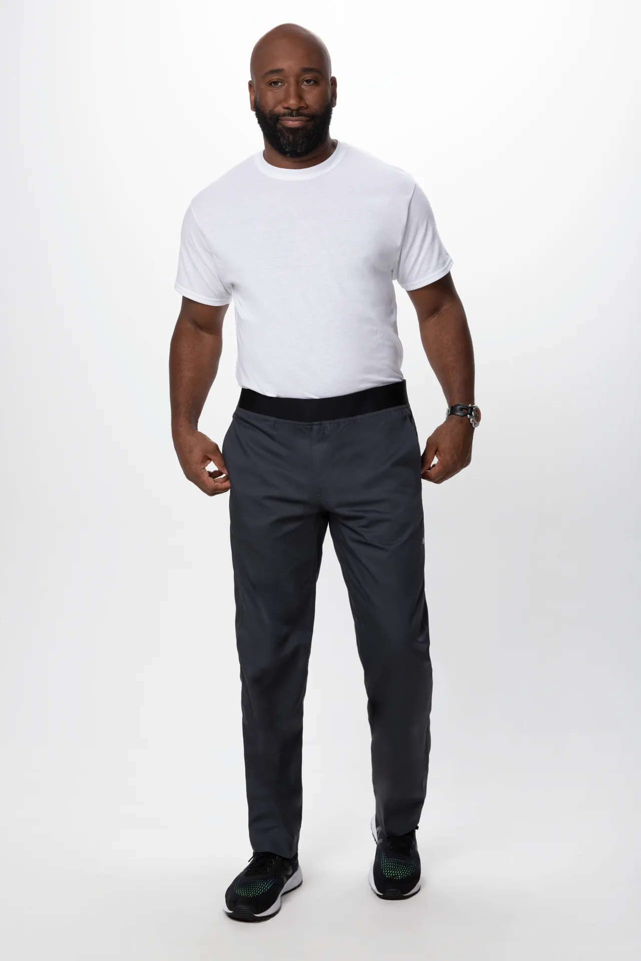 Chef Works PBN01-CHR-4XL Slim Chef Pants, Charcoal 4XL, 65/35 Poly‑Cotton, Waistband, Zipper Fly