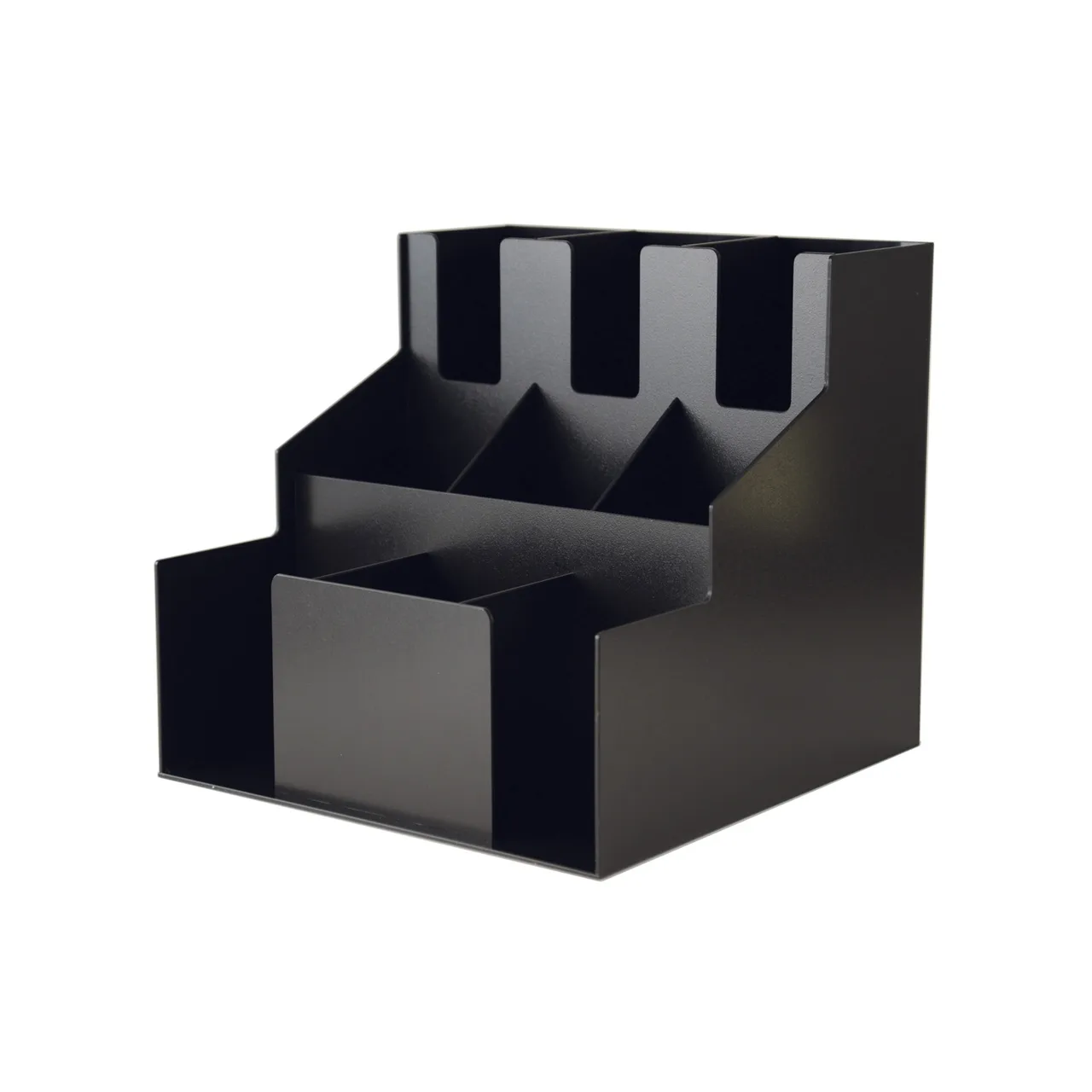 CAC China ACO3-3D Cup And Lid Organizer, 3-Tier Stack, Acrylic, Black, BPA Free