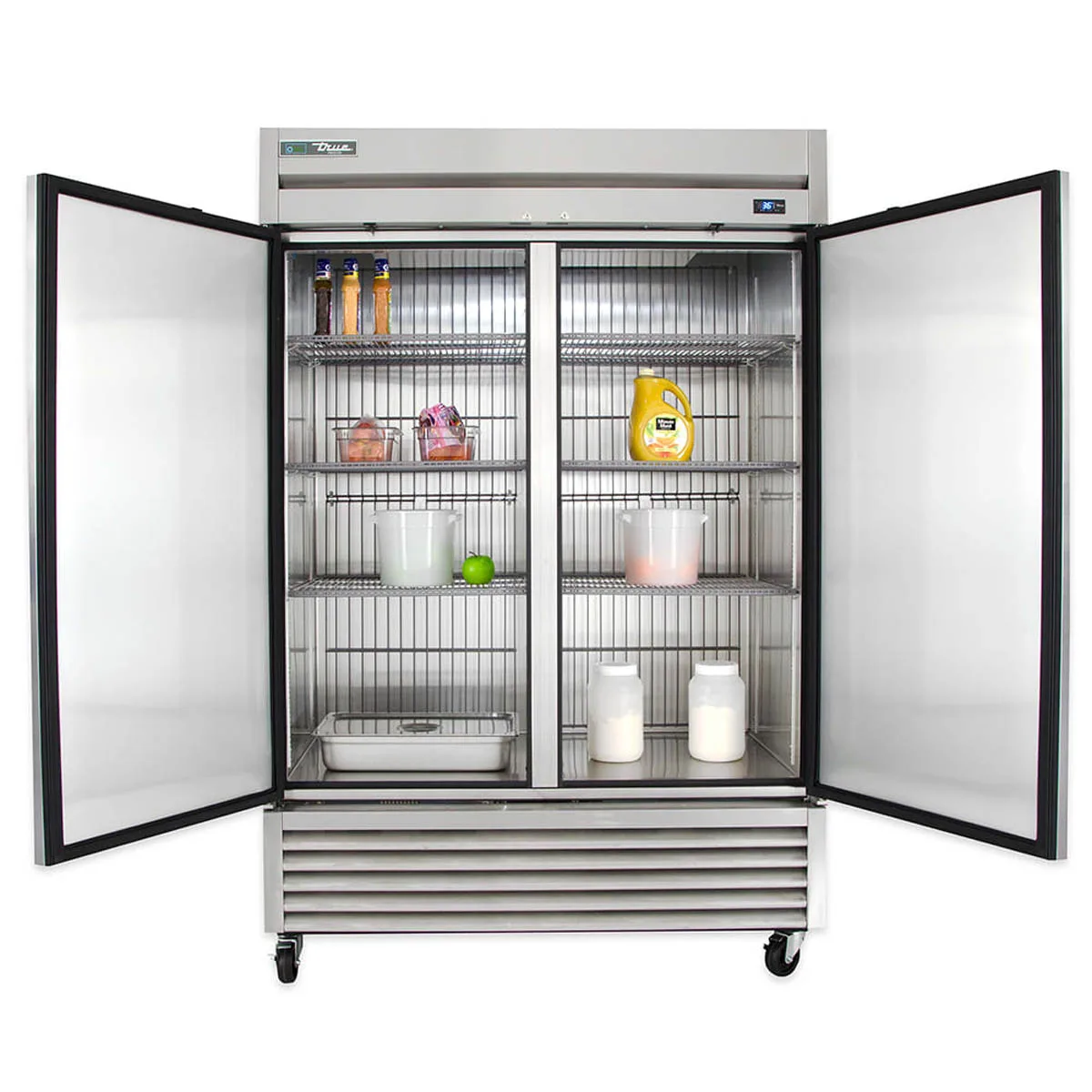 True T-49F-HC 54" 2-Solid Door Reach-In Freezer, Bottom Mounted, 49 cu. ft., Stainless Steel Front, Aluminum Sides