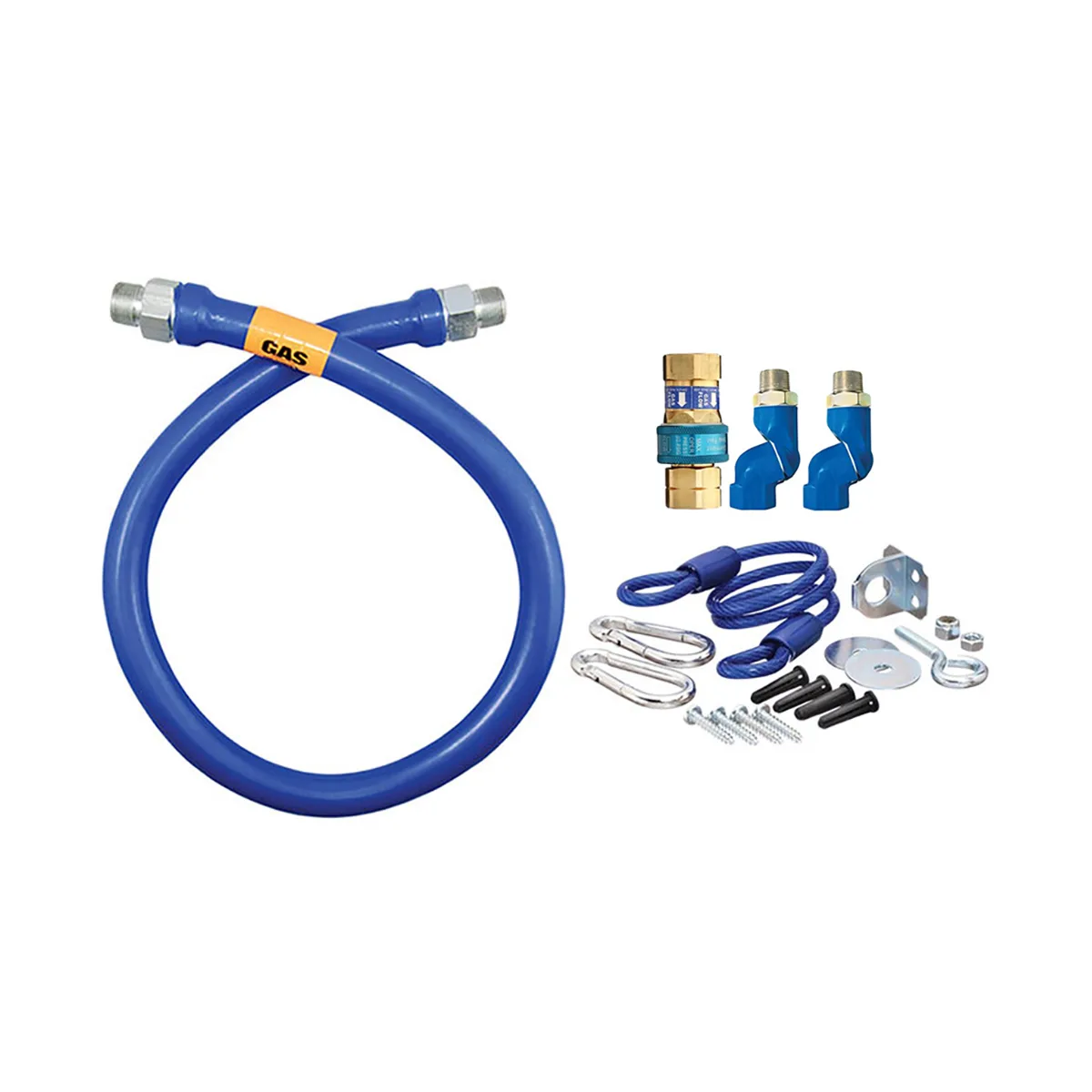 Dormont 16125BPQ2SR48 48" SnapFast 1-1/4" Gas Connector Kit w/ Double Swivel MAX, Restraining Cable