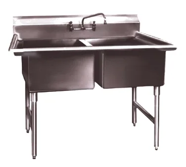 Winholt WS2T2424 55" Two Compartment Sink, 24"W x 24"L Bowl Without Drainboard -16 Gauge
