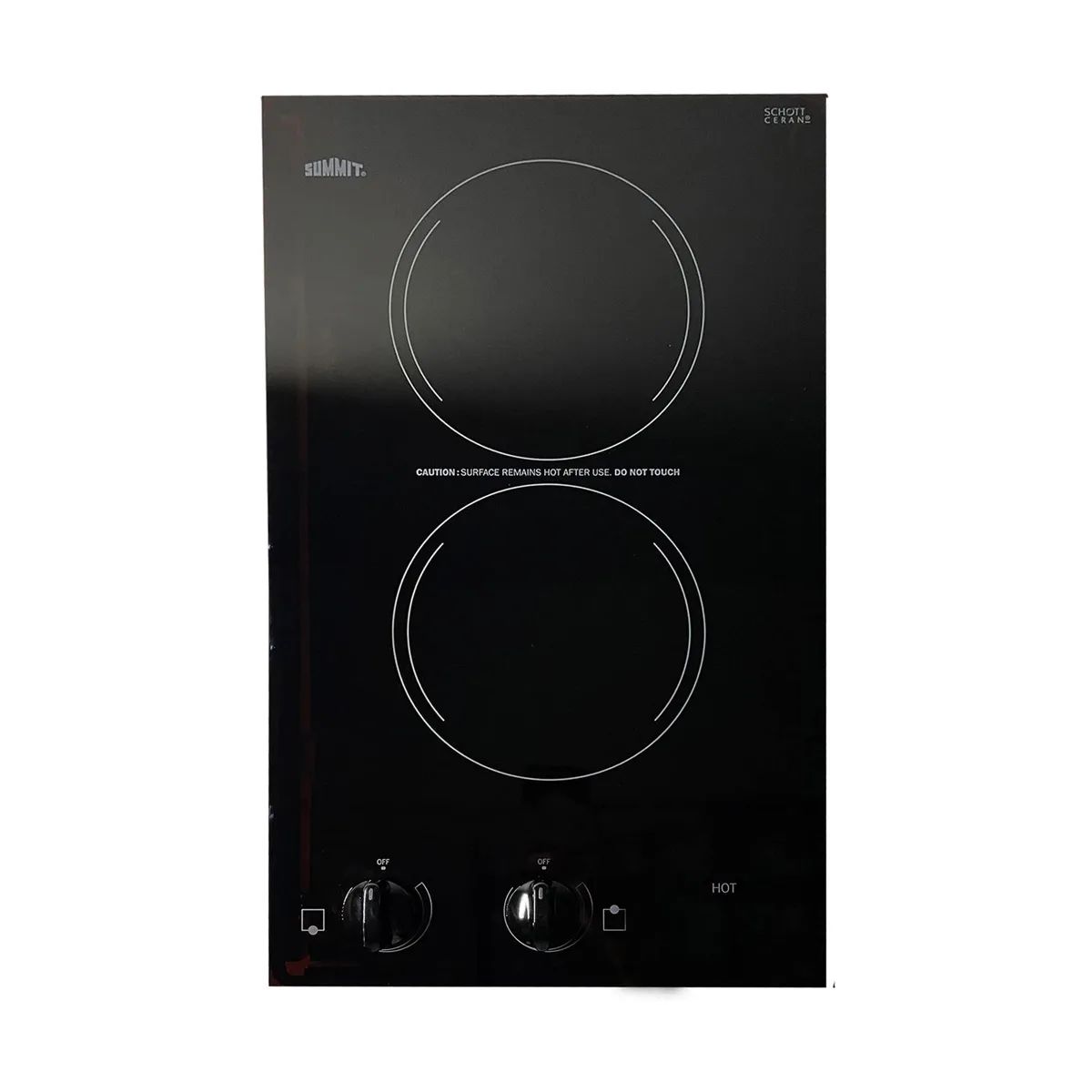Summit CR2220B 12" Electric Radiant Cooktop w/ (2) Burners, Black Smooth Ceramic Glass Surface, 2.4 kW, 230v