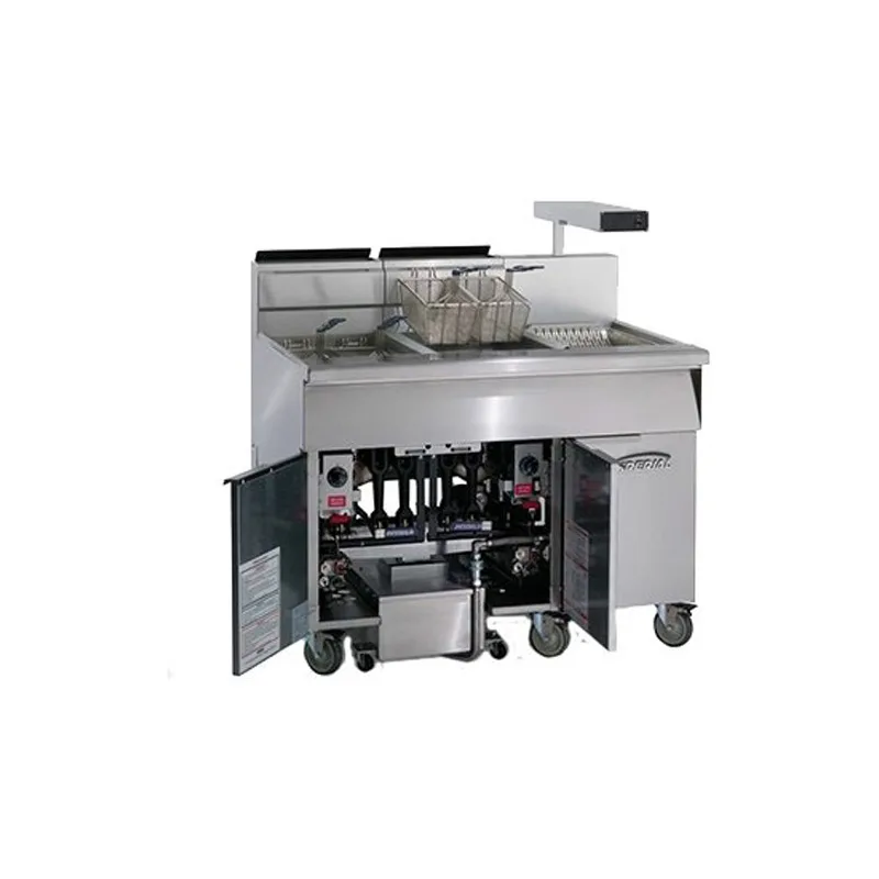 Imperial IFSCB275C Multiple Battery Gas Fryer w/ (2) 75 lbs Frypots, Built-In Filter, Computer Controls