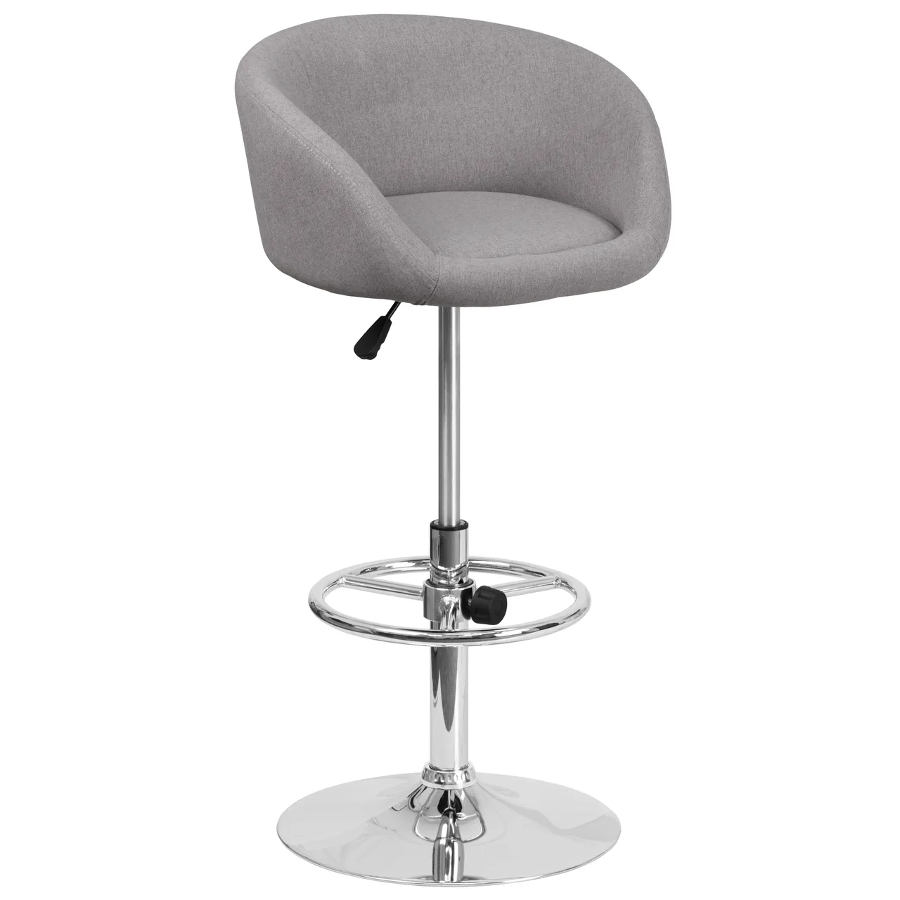 Flash Furniture CH-TC3-1066L-GYFAB-GG Swivel Bar Stool, Gray Upholstered Seat, Adjustable Height, Contemporary Style