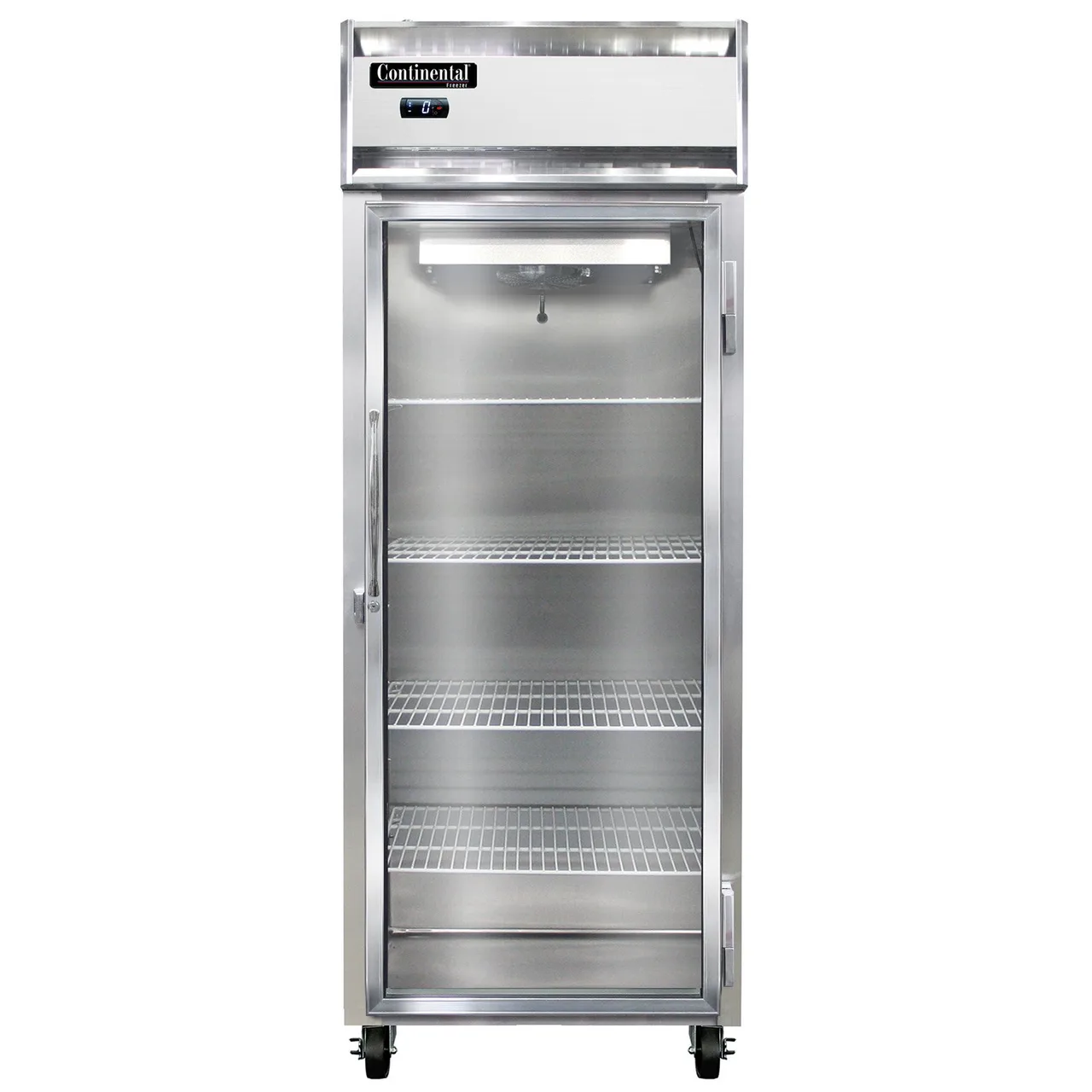 Continental Refrigerator 1FENSAGD 28" 1-Glass Door Reach-In Freezer, Top Mounted, 21 cu. ft., Stainless Steel Exterior, Aluminum Interior