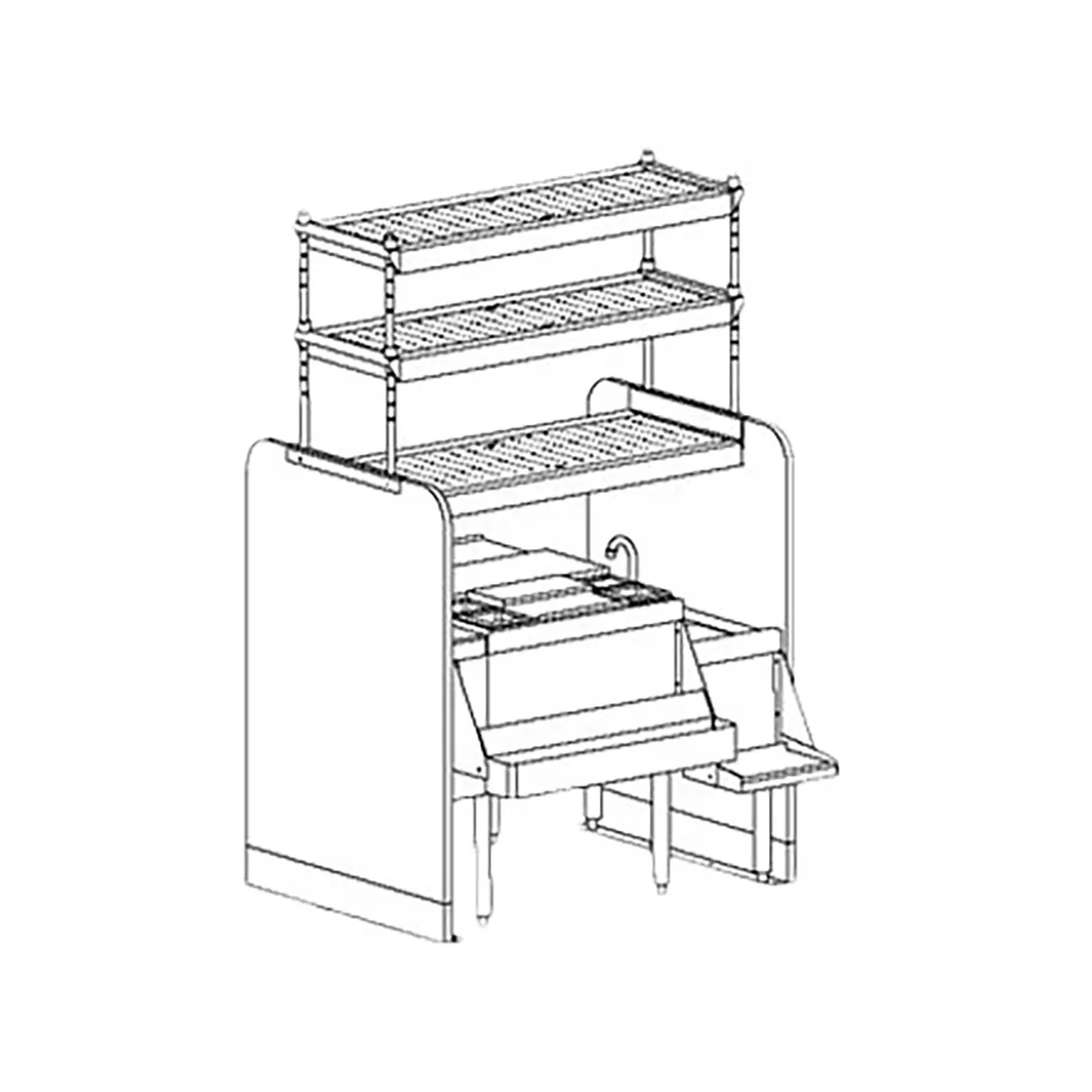 Perlick PTS42R-LF 54" Pass-Thru Combo Underbar Ice Bin/Cocktail Station w/ 8 Circuit - 95 lbs / Left