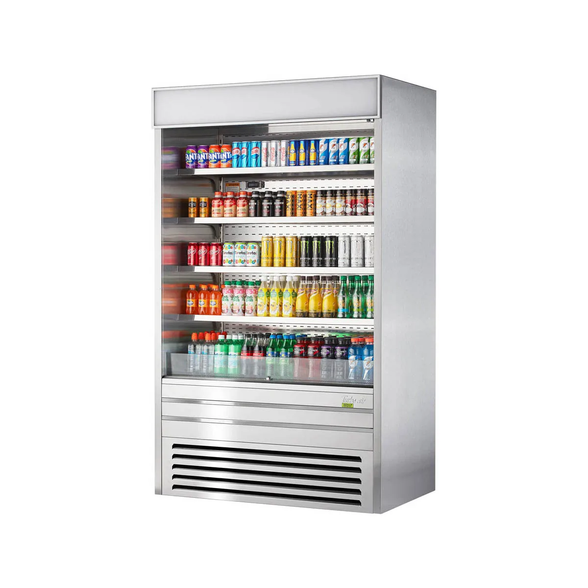 Turbo Air TOM-48ES-N 48" Vertical Open Air Merchandiser, Stainless Steel, Self-Contained, 4 Shelves