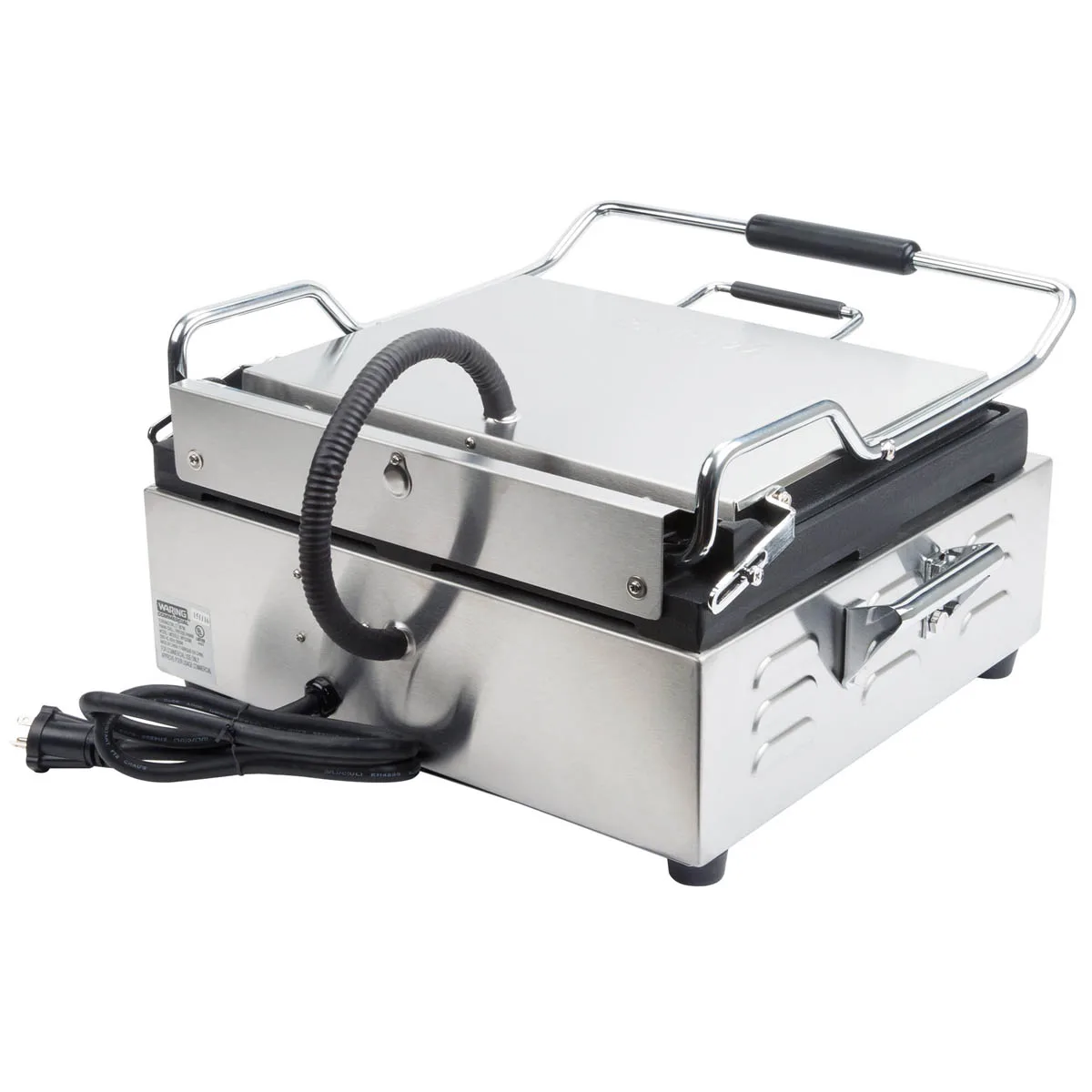 Waring WPG250B Single Cast Iron Sandwich Panini Grill w/ 14.5" x 11" Grooved Plates, 208V