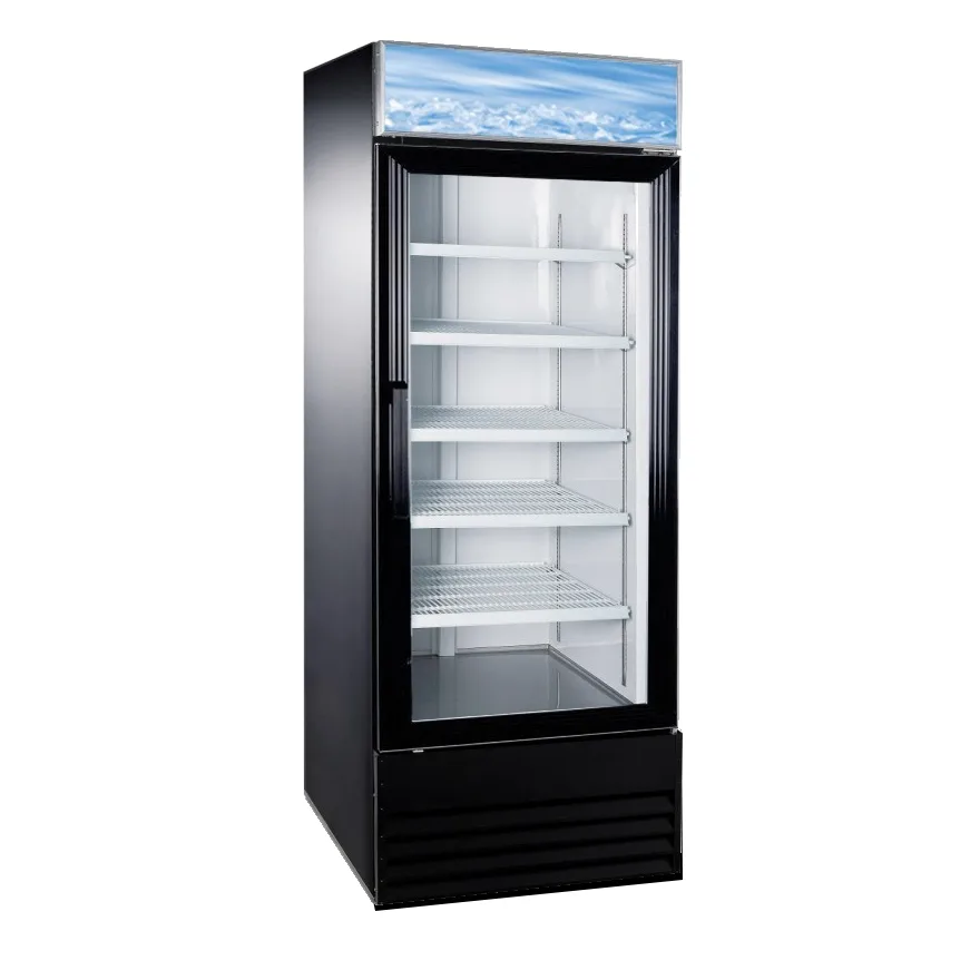 Omcan USA 50037 28" 1-Section Merchandiser Refrigerator with Glass Door, in Black, 23 cu. ft.
