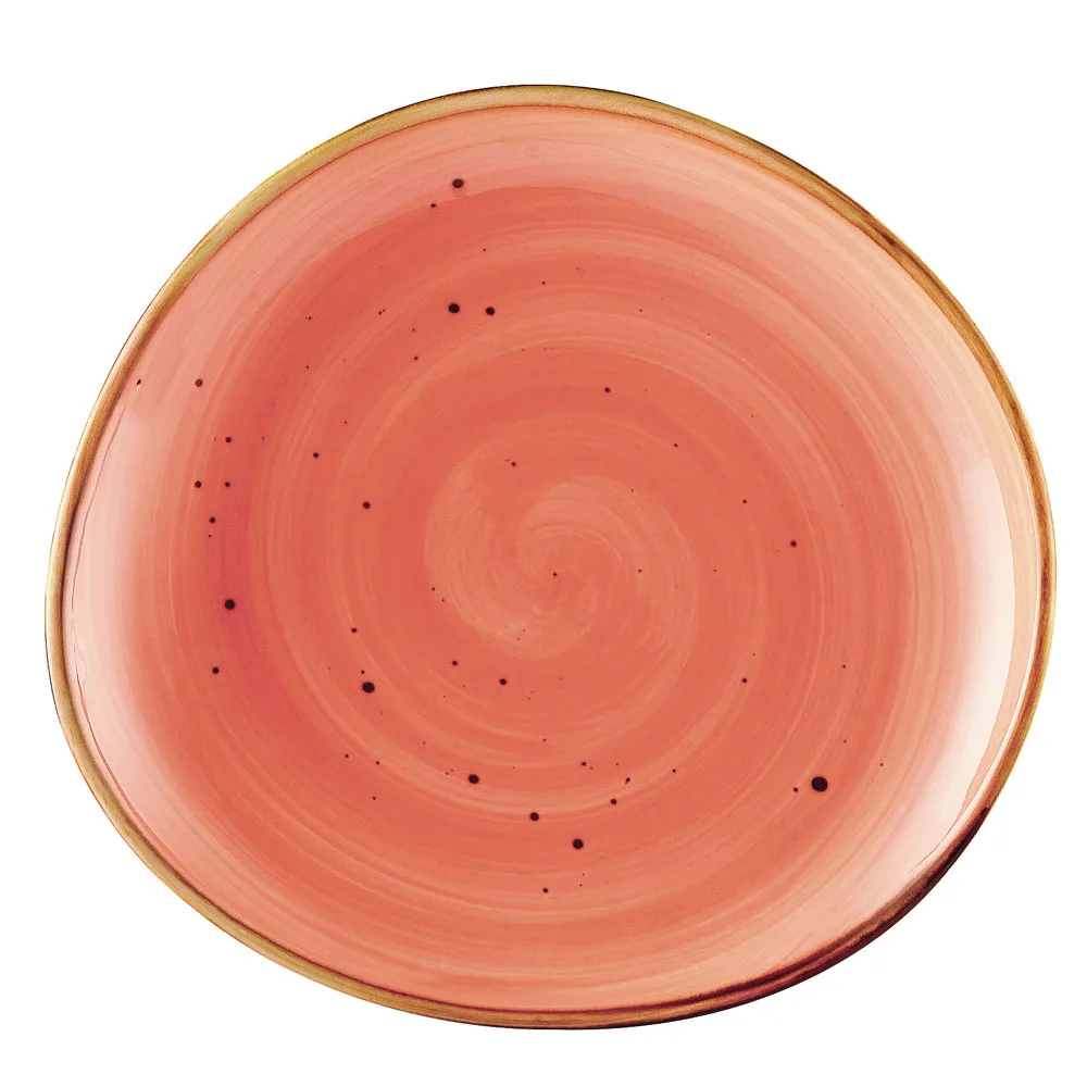 CAC China TUS-8-CRL Tucson Plate, 8-1/4" x 7-3/4", Porcelain, Coral Glaze, Dishwasher Safe - Dozen