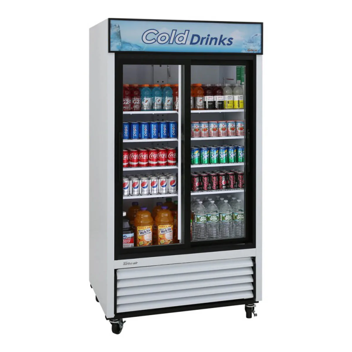 Turbo Air TGM-35R-N 41" 2-Glass Door Merchandiser Refrigerator, White Cabinet, 29.3 cu. ft., LED Light